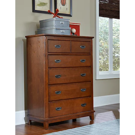 Transitional 6 Drawer Chest with Chrome-Colored Hardware